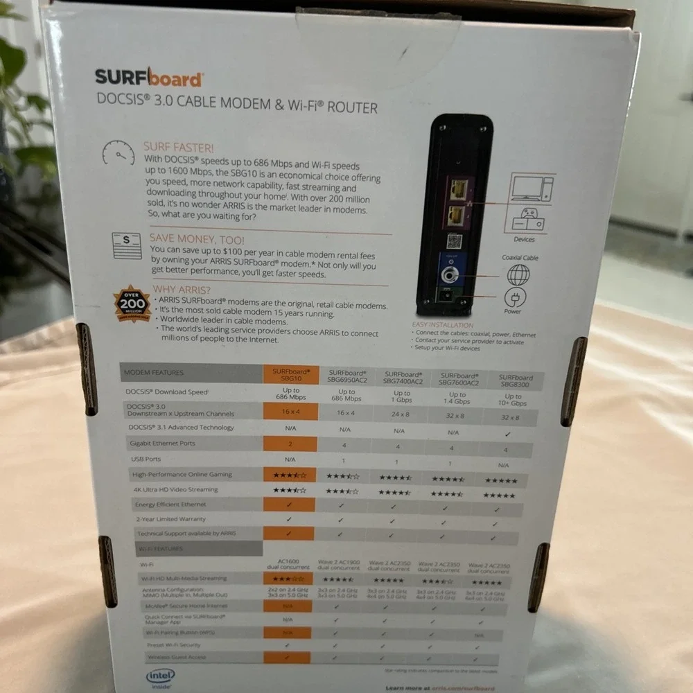 ARRIS Surfboard Docsis 3.0 Cable Modem And AC1600 Dual Band Wi-Fi Router - Picture 6 of 8